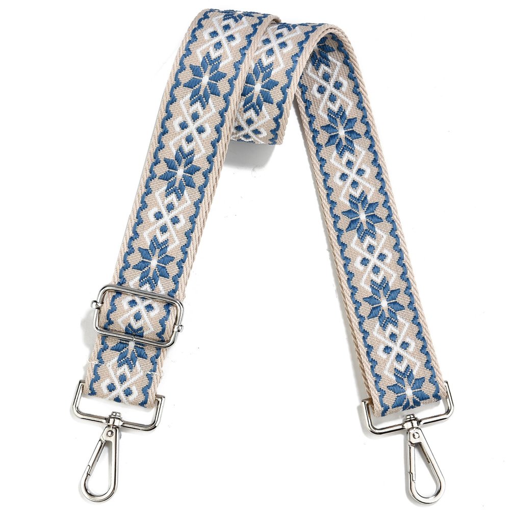 Crossbody Straps for Purses Silver Hardware Purse Strap Wide Shoulder Strap Adjustable Replacement,Retro Jacquard Embroidery for Shoulder Bags, Canvas Tote Handbags