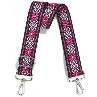 Crossbody Straps for Purses Silver Hardware Purse Strap Wide Shoulder Strap Adjustable Replacement,Retro Jacquard Embroidery for Shoulder Bags, Canvas Tote Handbags