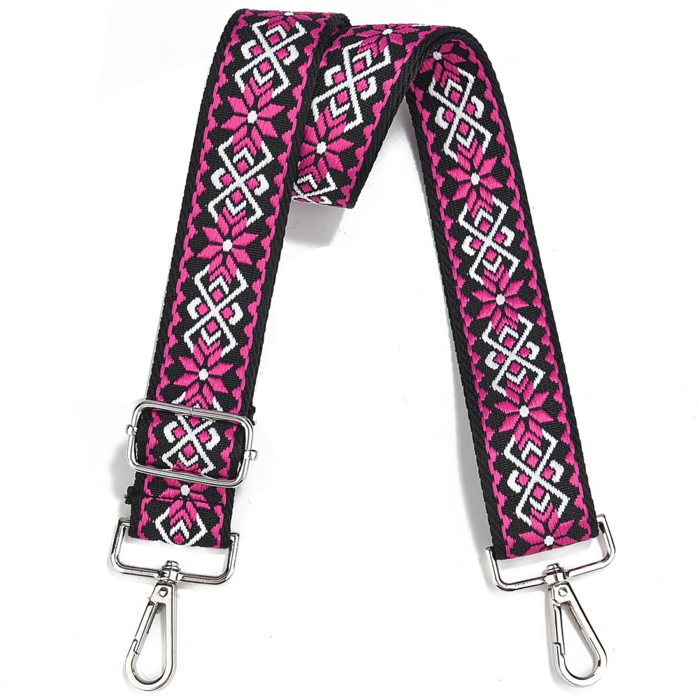 Crossbody Straps for Purses Silver Hardware Purse Strap Wide Shoulder Strap Adjustable Replacement,Retro Jacquard Embroidery for Shoulder Bags, Canvas Tote Handbags