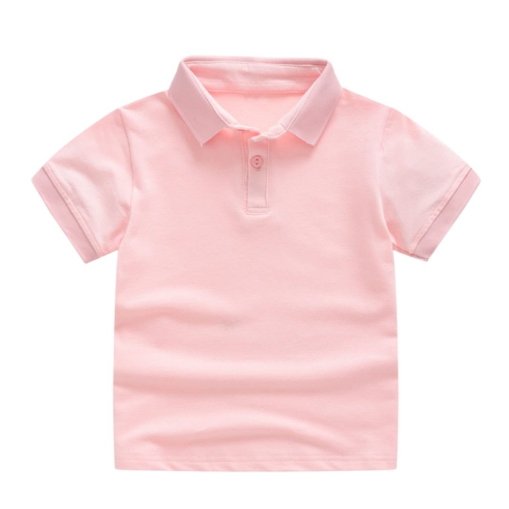 Ikevan Toddler Baby Girls Boys Classic Polo Shirt Kids Summer Short Sleeve Casual Moistur Wicking (Pink, 18 Months)