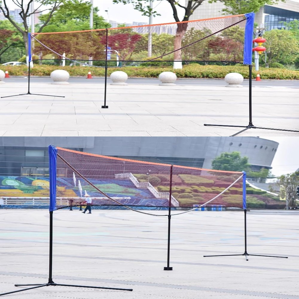 Badminton Net Stand Portable Badminton Training Net Frame, 6M/20Ft Volleyball Tennis Stand with Carry Bag, Pickleball/Tennis Ball Game for Court Beach Driveway