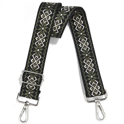 LVYOUME Crossbody Straps for Purses Silver Hardware Purse Strap Wide Shoulder Strap Adjustable Replacement,Retro Jacquard Embroidery for Shoulder Bags