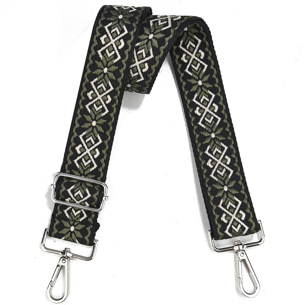 LVYOUME Crossbody Straps for Purses Silver Hardware Purse Strap Wide Shoulder Strap Adjustable Replacement,Retro Jacquard Embroidery for Shoulder Bags