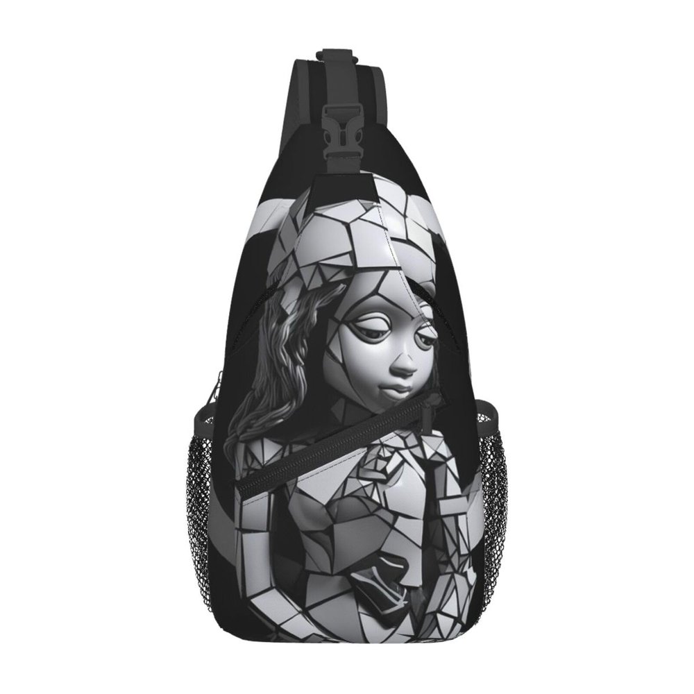 BTCOWZRV Broken Doll Sling Backpack for Women Men Cross Chest Bag Diagonally Crossbody Shoulder Bag Travel
