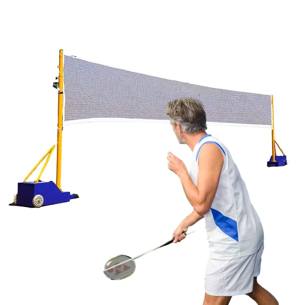 Badminton Net Stand Fillable Base Volleyball Badminton Net Stand, Heavy Duty Fitness Trainer Machine for Pickleball Tennis, Youth Junior Adult Training Equipment