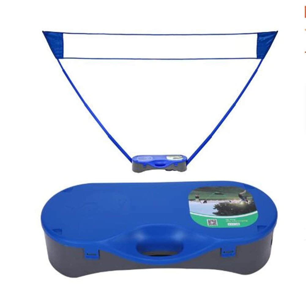 Folding Portable Badminton Net Set with Badminton Racket Stand for Outdoors Courtyard Volleyball Tennis Net, Blue
