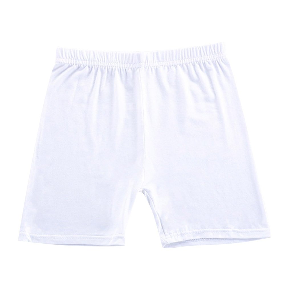 2 Pack Girls Solid Pull-On Bike Shorts Cartwheel Shorts for Girls Toddler Biker Under Dress Dance (White, 7-8 Years)
