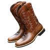 Bestgift Western cowboy boots tall embroidered retro men and women large size Brown 8.5 view 1