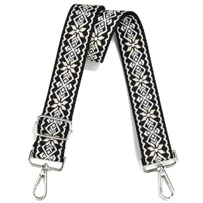 Crossbody Straps for Purses Silver Hardware Purse Strap Wide Shoulder Strap Adjustable Replacement,Retro Jacquard Embroidery for Shoulder Bags, Canvas Tote Handbags