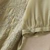 Women's Summer 3/4 Sleeve Cotton Linen Tops Vintage Mexican Embroidered Shirts Casual V Neck Boho Blouse Oversized Green view 4