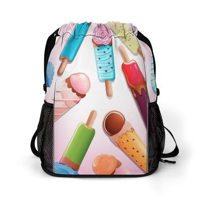 LXTDPBK Drawstring Backpack Sports Gym Bag Many Colored Ice Cream Sackpack with Mesh Pockets Resistant String Bag for Women Men, 45.5x41.5x36cm, Style