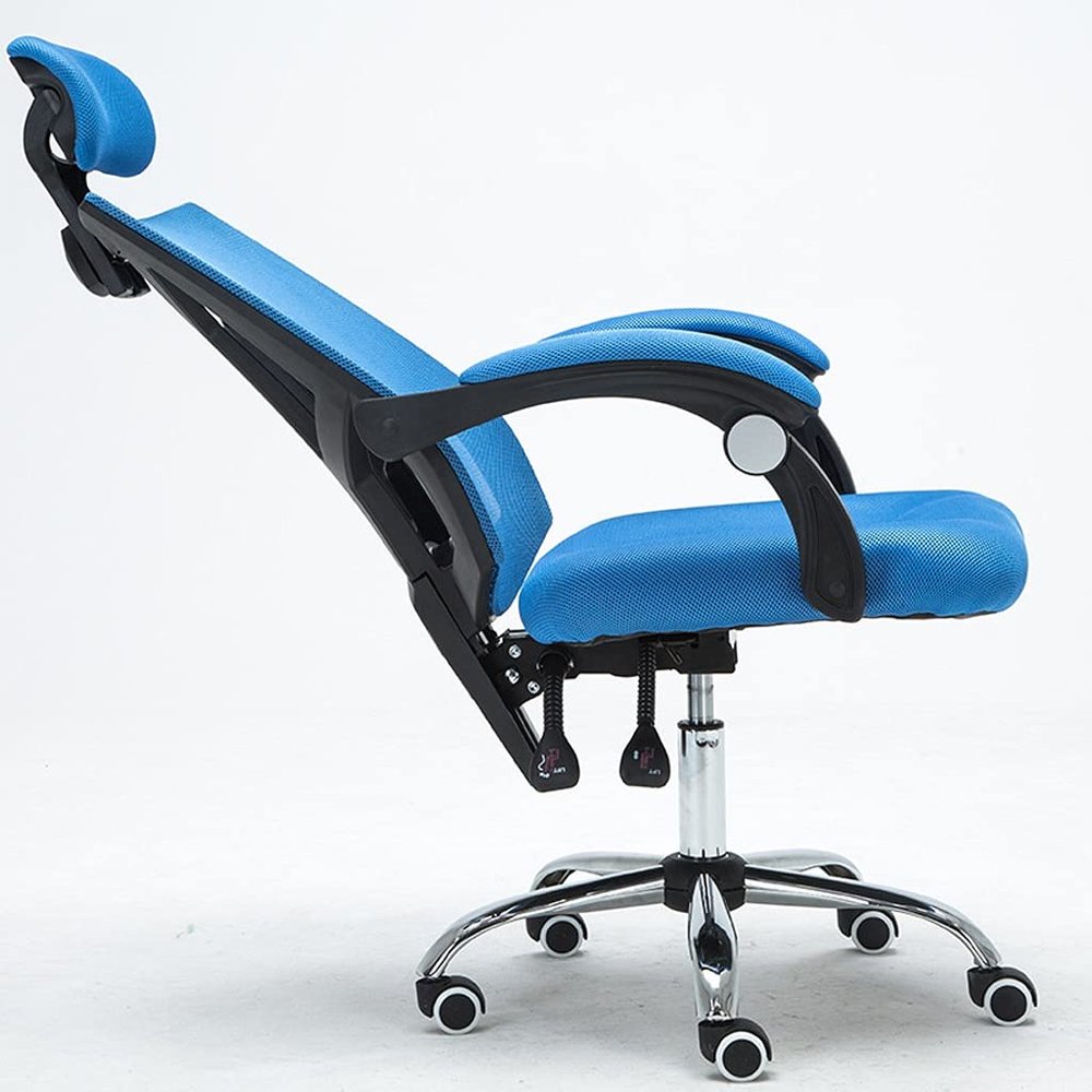 CUTPOIY Rotatable Office Chair with Pulley Bracket,Ergonomic High-Back mesh Adjustable Desk Chair with armrests, for Dormitory, Home Gift (Color : Green) (Blue)
