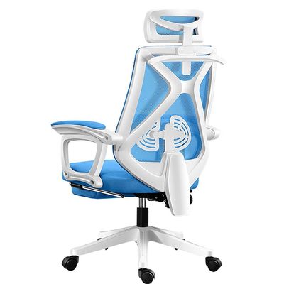 CUTPOIY Rotatable Office Chair with Pulley Bracket,Ergonomic High-Back mesh Adjustable Desk Chair with armrests, for Dormitory, Home Gift (Color : Light Gray) (Blue)