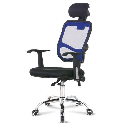 CUTPOIY Mesh Office Chair with Pulley Bracket,Ergonomic High-Back Adjustable Desk Chair with armrests, for Office, Dormitory, Home Gift (Color : Black) (Blue)