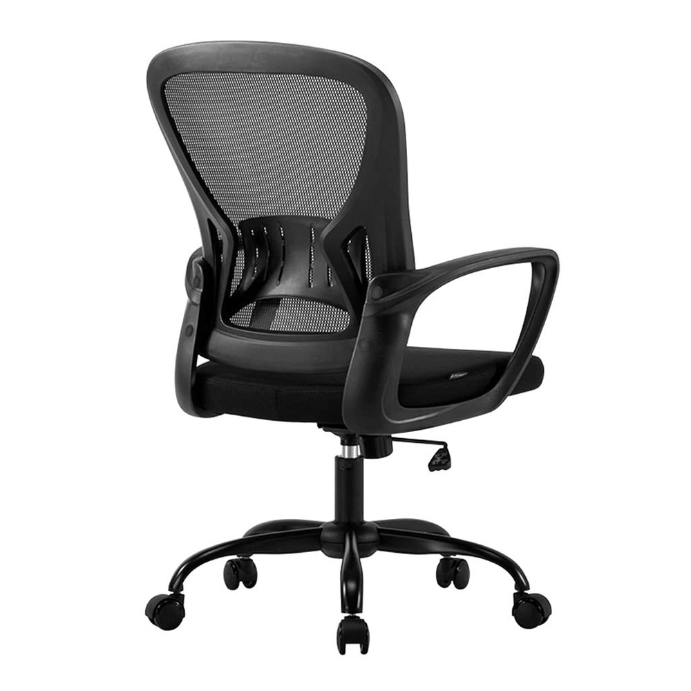 CUTPOIY Mesh Ergonomic Office Chair with Pulley Bracket,High-Back Adjustable Desk Chair with armrests, for Office, Dormitory, Home Gift (Color : Light Gray) (Black)