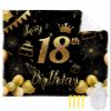 Beach Blanket Waterproof Sandproof Beach Mat,Black Gold Love Balloon Birthday Cake Picnic Blankets with Sand Pockets and Stakes,Golden Star Firework Outdoor Pad for Seaside,Travel,Camping,Hiking view 1