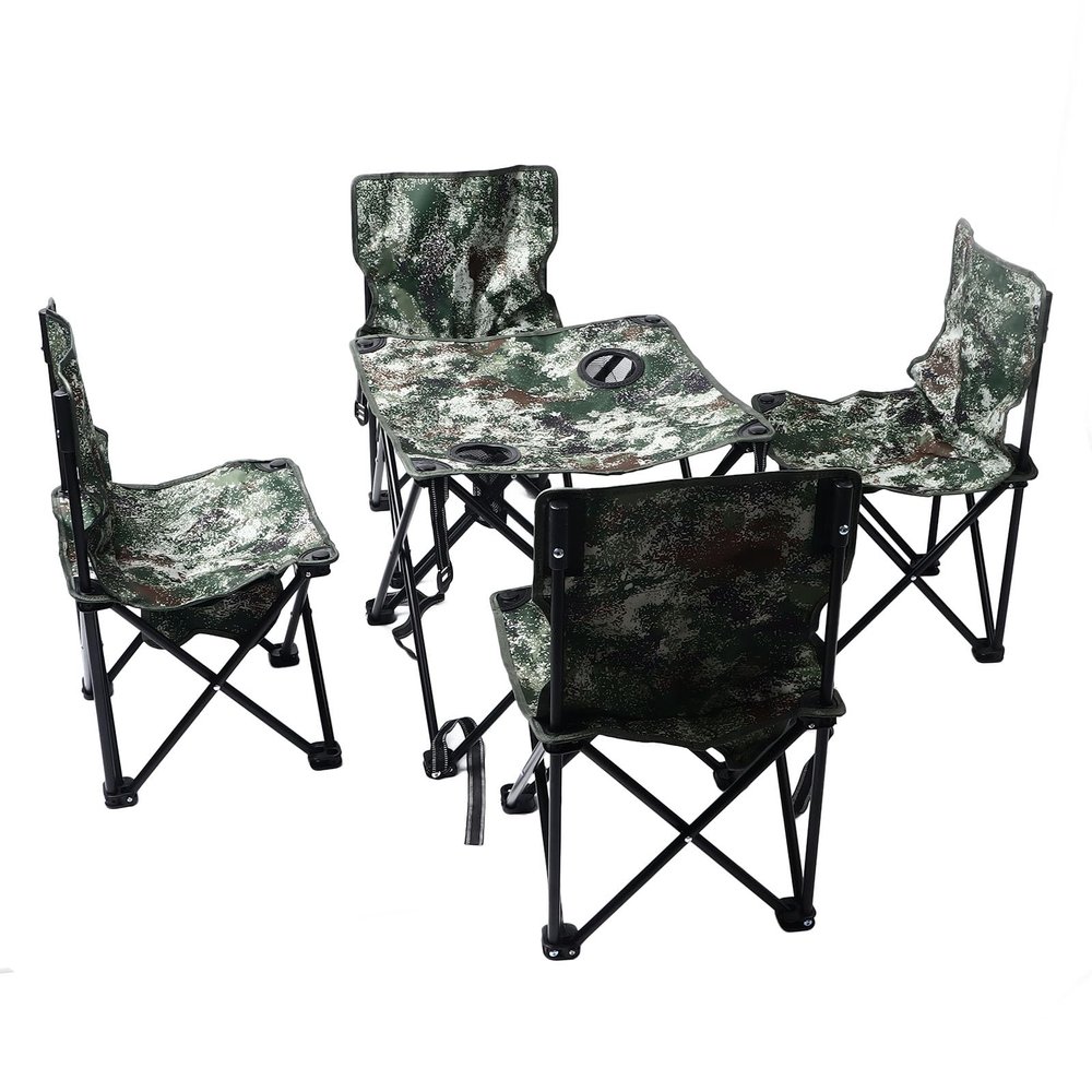 Alomejor Camping Folding Table and Chair Set with Organizer Bag 600D Oxford Cloth 5PCS Strong Load Bearing for Outdoor Activities