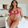 Avidlove Lingerie Sets for Women Sexy 2 Piece Bra Panty Set Appliques Cut Out Outfits for Women Rose Red view 4