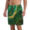 WURTON Black and Gold Geometric Print Men's Swim Trunks Quick Dry Beach Shorts with Pockets Lining Swimwear Bathing Shorts, 3X-Large, White view 2