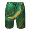 WURTON Black and Gold Geometric Print Men's Swim Trunks Quick Dry Beach Shorts with Pockets Lining Swimwear Bathing Shorts, 3X-Large, White view 4