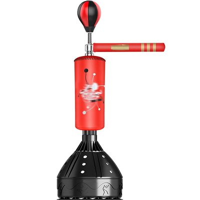 3 in 1 Punching Bags with Spinning Bar, Free Standing Boxing Set with Stable Base, Speed Bags for Kids Adults Martial Arts Training (Red 21to30days)