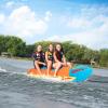 GYMAX Hot Dog Towable, 2/3 Riders Towable Tube for Boating with EVA Seat Pads, Easy Grip Handles, Full 900D Nylon Cover & Drainage System, Inflatable Floating Banana Boat (3 Persons) view 1