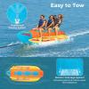 GYMAX Hot Dog Towable, 2/3 Riders Towable Tube for Boating with EVA Seat Pads, Easy Grip Handles, Full 900D Nylon Cover & Drainage System, Inflatable Floating Banana Boat (3 Persons) view 2
