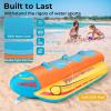 GYMAX Hot Dog Towable, 2/3 Riders Towable Tube for Boating with EVA Seat Pads, Easy Grip Handles, Full 900D Nylon Cover & Drainage System, Inflatable Floating Banana Boat (3 Persons) view 4