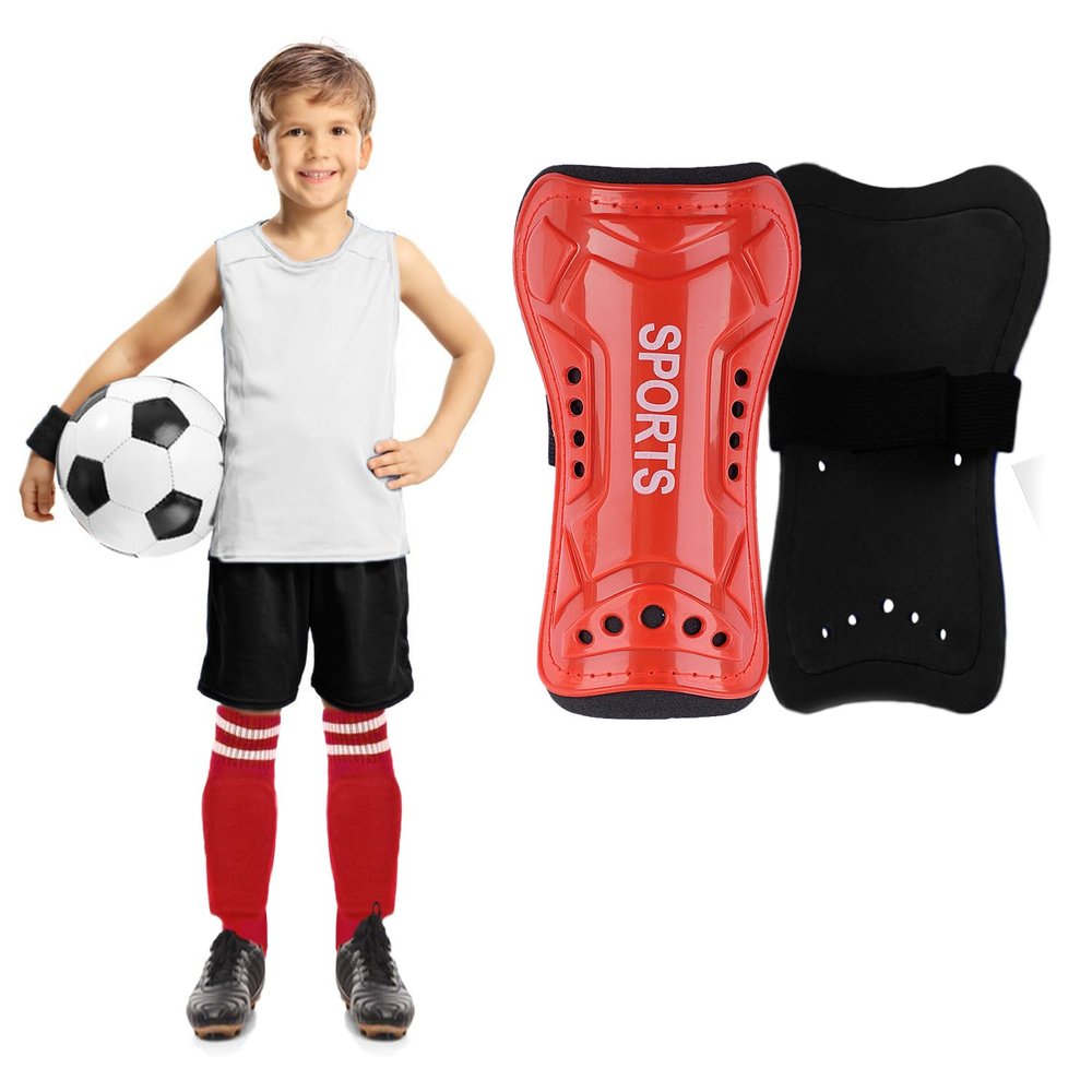 Youth Soccer Shin Guards for Kids Child Calf Protective Gear Soccer Equipment Soccer Shin Pads Calf Sleeves Protection for 3-5,5-10,10-15 Years Old Boys Girls Children (Red, M 5-10 Years Old)