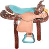 Generic Turquoise Western Kids Youth Adult Barrel Leather Saddle for Horse Riding Equestrian Tack Set Floral Tooled with Silver Conchos WS-0101 (17"" Seat) view 2