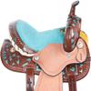 Generic Turquoise Western Kids Youth Adult Barrel Leather Saddle for Horse Riding Equestrian Tack Set Floral Tooled with Silver Conchos WS-0101 (17"" Seat) view 4