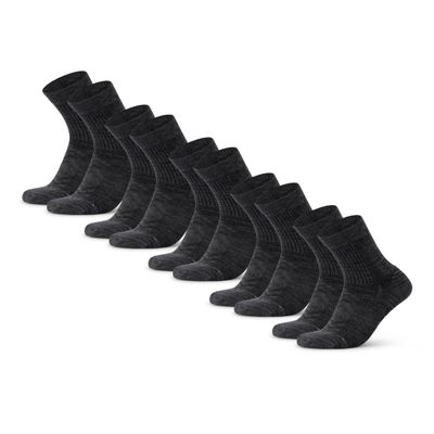 DANISH ENDURANCE Hiking Socks Unisex, Merino Wool Socks, Crew, Moisture Wicking, Chaussette Laine, Dark Grey 5-pack, Medium