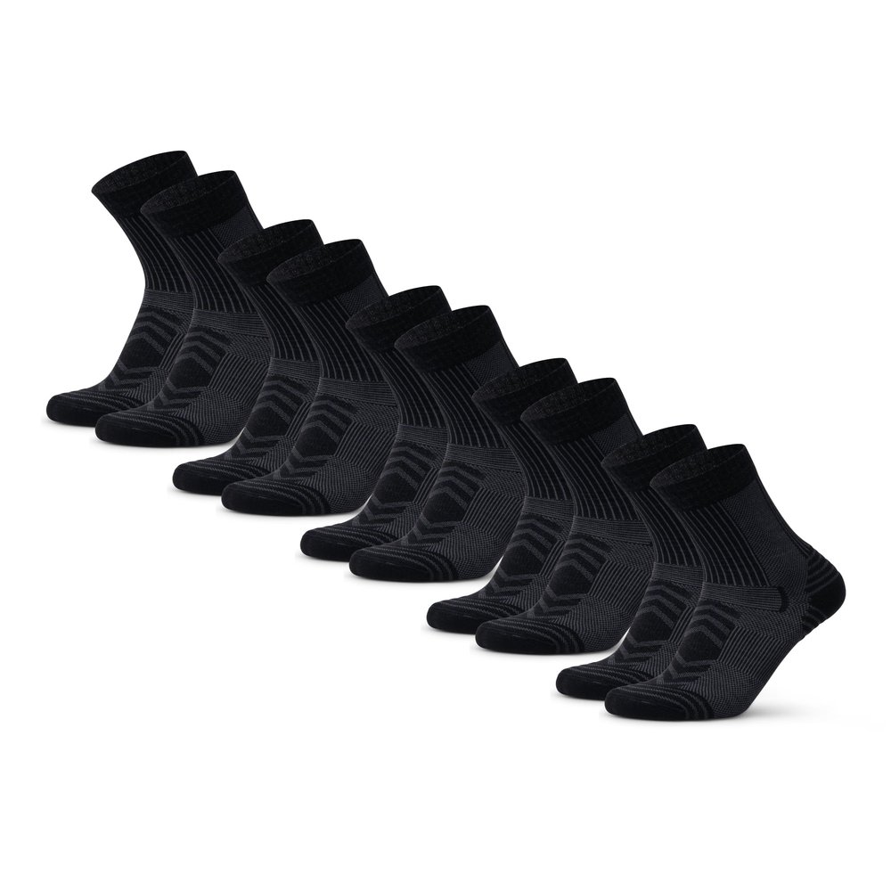 DANISH ENDURANCE Hiking Socks Unisex, Merino Wool Socks, Crew, Moisture Wicking, Chaussette Laine, 5-pack Black, Small