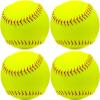 Rarapop 4 Pack Sports Fastpitch Softballs, Official Size and Weight Practice Softball, Unmarked & Leather Covered Training Ball for Games, Practice and Training(Yellow, 12 Inch) view 1