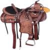 Brown Western Kids Youth Adult Barrel Leather Saddle for Horse Riding Equestrian Tack Set Floral Tooled with Silver Conchos WS-0102 (13" Seat) view 1