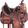 Brown Western Kids Youth Adult Barrel Leather Saddle for Horse Riding Equestrian Tack Set Floral Tooled with Silver Conchos WS-0102 (13" Seat) view 2