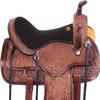Brown Western Kids Youth Adult Barrel Leather Saddle for Horse Riding Equestrian Tack Set Floral Tooled with Silver Conchos WS-0102 (13" Seat) view 3