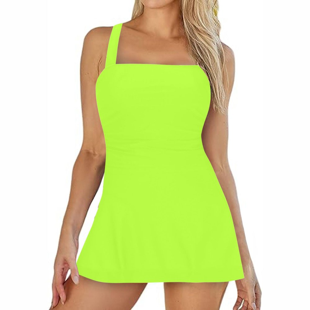 Tankini Swimsuits with Skirt Women's 2 Piece Tummy Control Tankini Sets Vintage Swimwear Swimdress Cute Bathing Suits