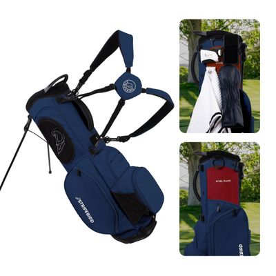 Stripebird Golf Stand Bag with Hub for Magnets (Blue) - 4 Way Full-Length Dividers Golf Club Bag - Flexfit Rotatable & Adjustable Dual Straps - Lightweight Golf Bag Stand - Golf Bags for Men
