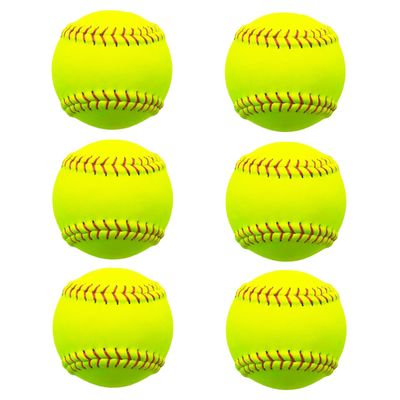Rarapop 6 Pack Sports Fastpitch Softballs, Official Size and Weight Practice Softball, Unmarked & Leather Covered Training Ball for Games, Practice and Training(Yellow, 12 Inch)