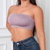 SUIJasmine Women's Strapless Bandeau Sports Bralette Non-Slip Solid Yoga Seamless Wireless Bra Crop Tube Top Violet, Medium view 2
