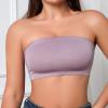 SUIJasmine Women's Strapless Bandeau Sports Bralette Non-Slip Solid Yoga Seamless Wireless Bra Crop Tube Top Violet, Medium view 3