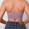 SUIJasmine Women's Strapless Bandeau Sports Bralette Non-Slip Solid Yoga Seamless Wireless Bra Crop Tube Top Violet, Medium view 4