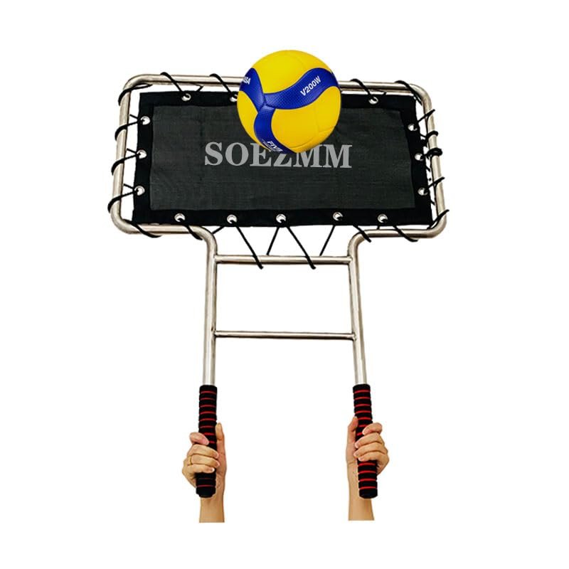 SOEZmm Volleyball Blocker Pro SPL2T Sturdy Big T Baffle Training Aid for Blocking, Spiking & Hit Placement One-Piece Steel Frame & Elastic Bungee Net,Lightweight & Portable