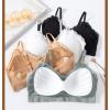 SUIJasmine Women's Lace Wireless Ribbed Bralettes Comfy Spaghetti Strap Knit Everyday Bra Adjustable Straps Black, Medium view 2
