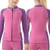 Kids Wetsuit Tops Jacket Girls, 2mm Wetsuits Jackets Long Sleeve Neoprene Tops Toddler Youth Children Wet Suit Shirt Front Zipper for Swiming Surfing Diving Snorkeling view 1