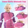 Kids Wetsuit Tops Jacket Girls, 2mm Wetsuits Jackets Long Sleeve Neoprene Tops Toddler Youth Children Wet Suit Shirt Front Zipper for Swiming Surfing Diving Snorkeling view 2