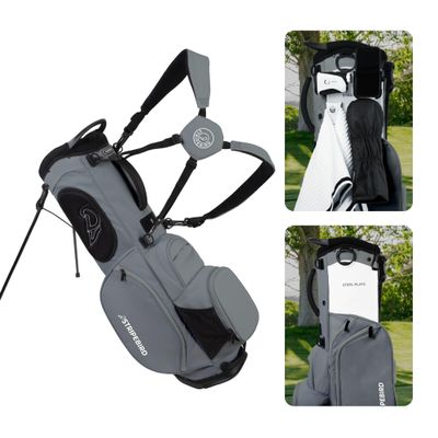 Stripebird Golf Stand Bag with Hub for Magnets (Gray) - 4 Way Full-Length Dividers Golf Club Bag - Flexfit Rotatable & Adjustable Dual Straps - Lightweight Golf Bag Stand - Golf Bags for Men