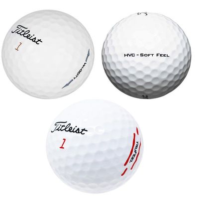 LostGolfBalls 48 Titleist Mix of Popular Titleist Golf Ball Styles, a Special Mix of HVC Soft Feel, Velocity, TruFeel Golf Balls in Mint Condition, AAAAA Quality, Recycled Used Golf Balls, White