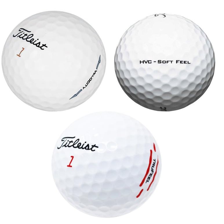 LostGolfBalls 48 Titleist Mix of Popular Titleist Golf Ball Styles, a Special Mix of HVC Soft Feel, Velocity, TruFeel Golf Balls in Mint Condition, AAAAA Quality, Recycled Used Golf Balls, White